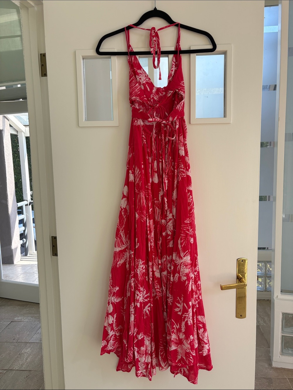 Free People xs  Coral Floral Halter Backless Maxi Dress - Picture 6 of 8